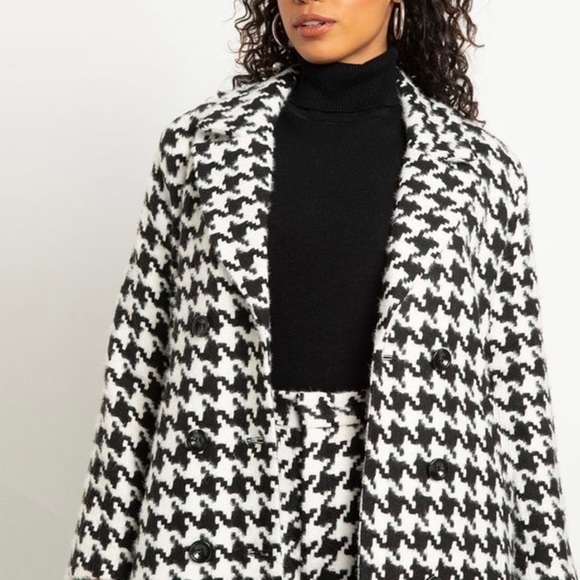 Eloquii Long Houndsooth Coat NWT - Picture 3 of 4